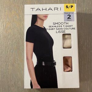 Tahari Size S 2 Pack Cream and Peach Smooth Seamless T-Shirts